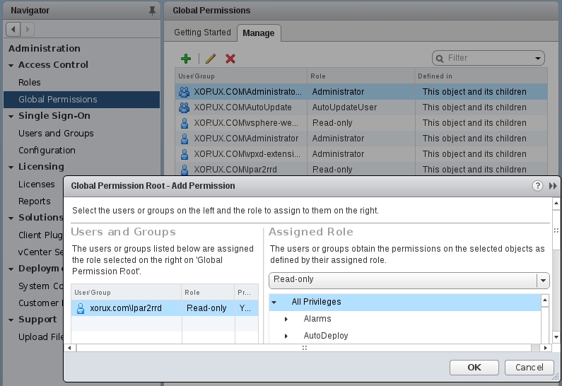 VMware monitoring: user rights 1